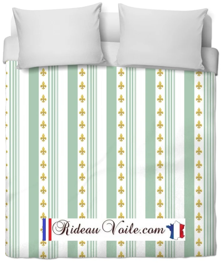 Tissu ameublement Empire Fleurs de Lys rayures vert mètre rideau rayé striped fabrics