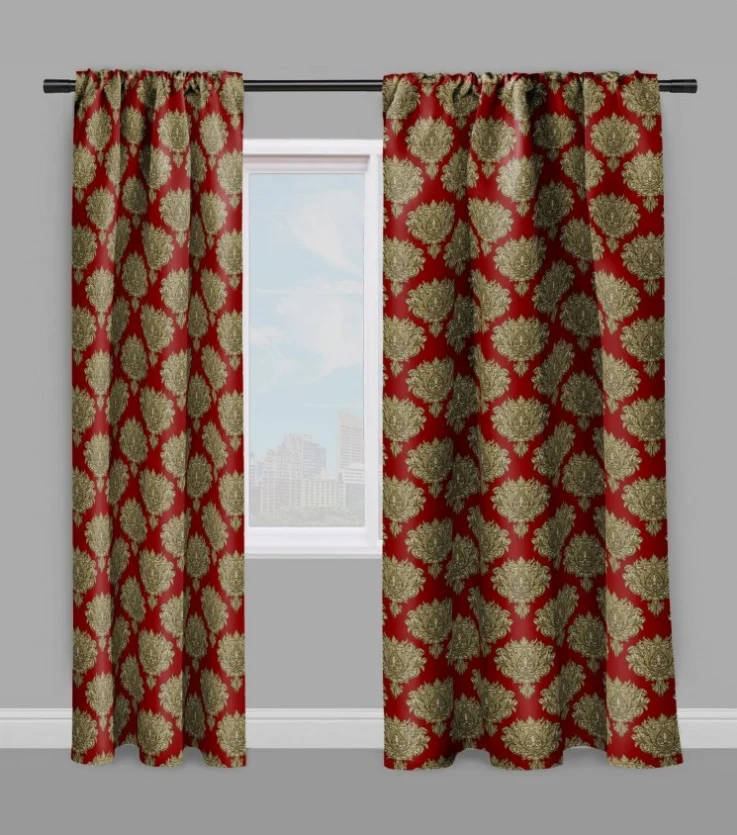 Tissu Empire Baroque ameublement mètre motif fleurs rideau ignifugé occultant voilage