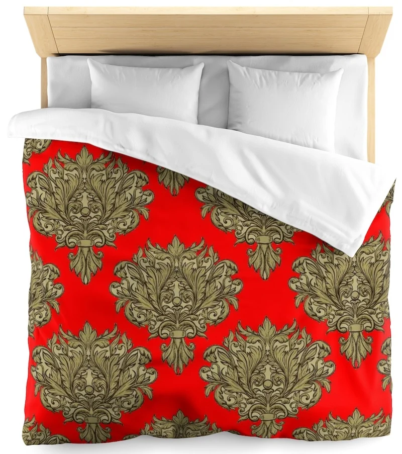 Tissu ameublement mètre rouge fleurs rideau couette coussin Empire Baroque ignifugé