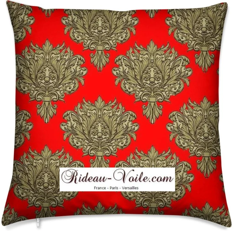 Tissu ameublement mètre rouge fleurs rideau couette coussin Empire Baroque ignifugé