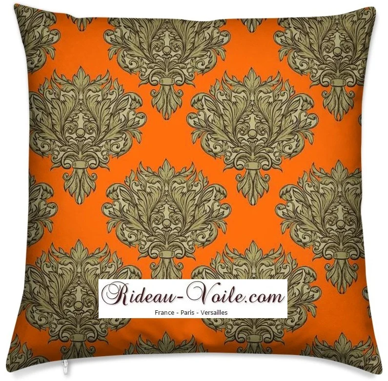 Tissu Empire fleuri au mètre orange fleur rideau couette Baroque Blumen Barokin stoff