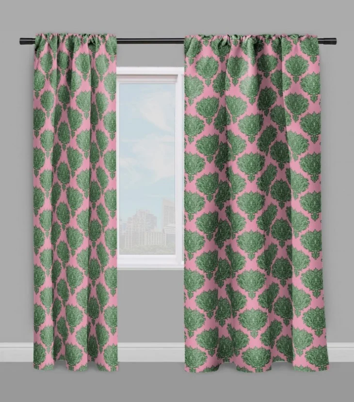 Tissu ameublement motif fleurs fleuris rideau couette Rococo Empire Baroque vert rose