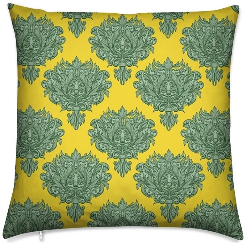 Tissu ameublement déco mètre tapisserie Rococo jaune fleurs rideau Baroque vert