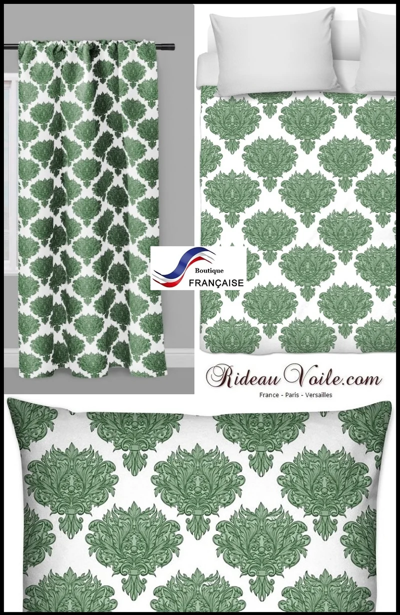 Tissu style Empire Baroque jacquard au mètre vert fleur rideau couette coussin voilage