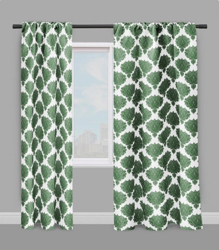 Tissu style Empire Baroque jacquard au mètre vert fleur rideau couette coussin voilage