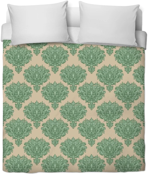 Tissu au mètre vert fleurs fleuris rideau couette coussin style Empire Baroque beige