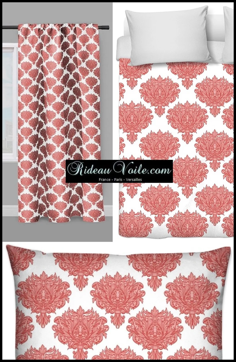 Tissu ameublement mètre fleurs fleuris rideau couette Empire Baroque orange