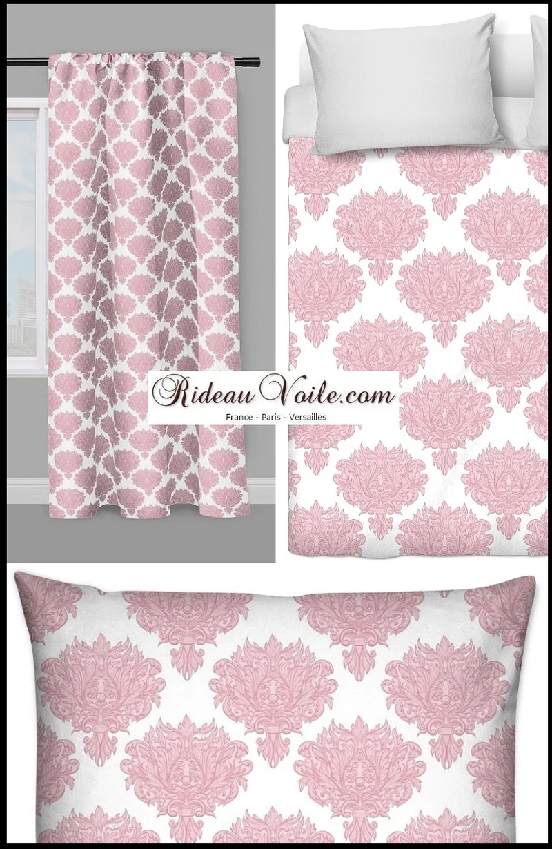 Tissu ameublement mètre fleurs fleuri rideau couette voilage Baroque rose clair