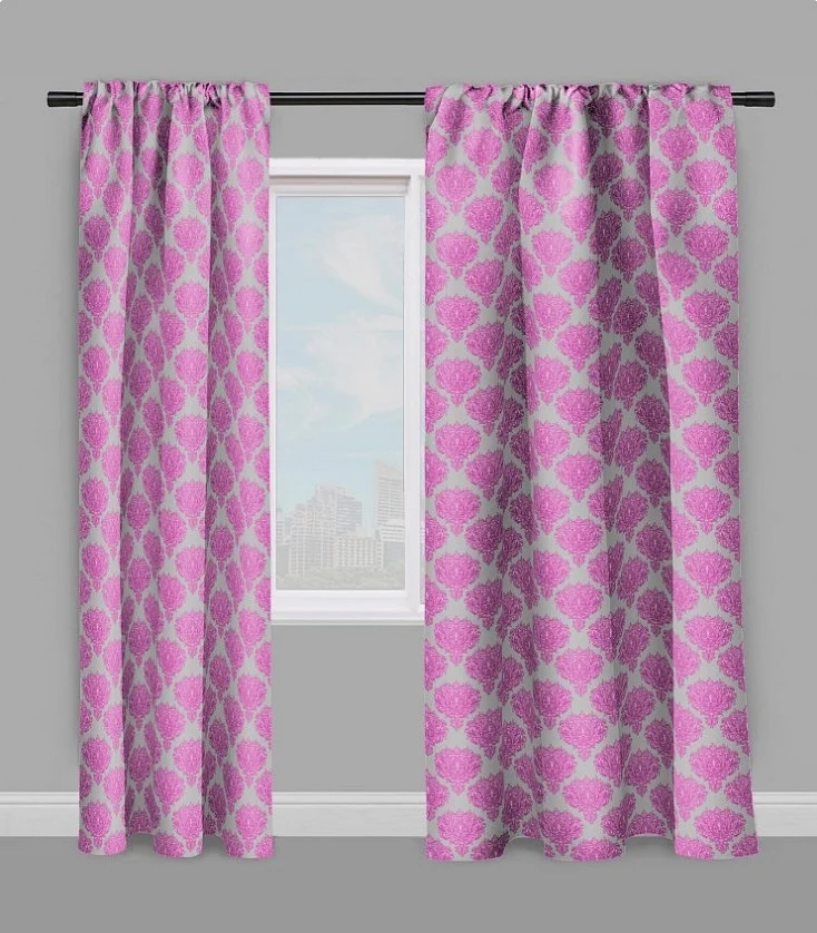 Tissu gris rideau couette coussin Empire Baroque mètre fleur rose fushia