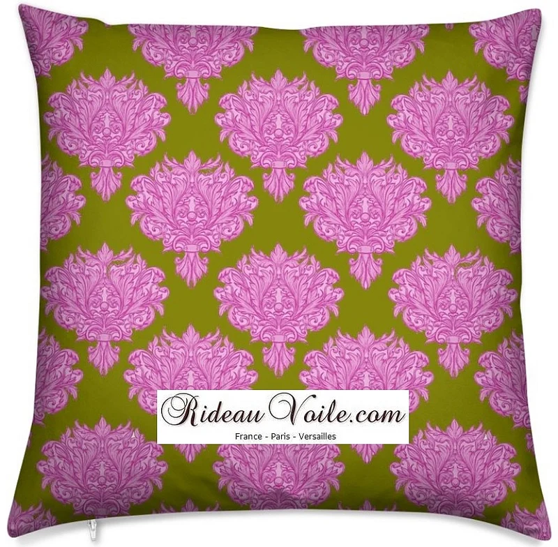 Tissu ameublement rideau couette coussin Empire Baroque mètre fleurs rose fushia