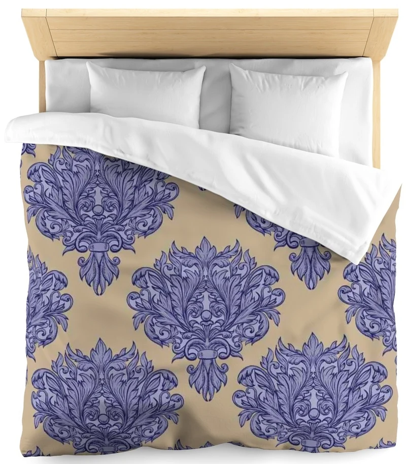 Tissu ameublement rideau imprimé Empire Baroque mètre motif fleur bleu voilage