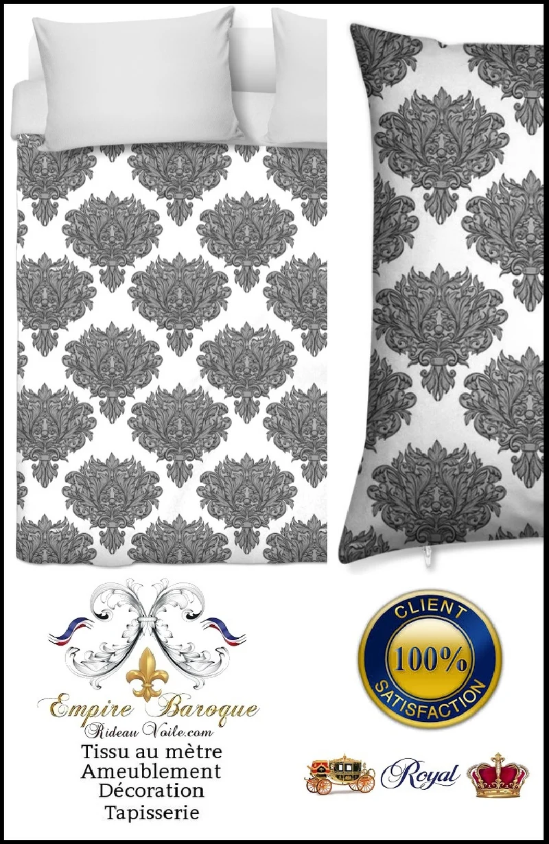 Tissu rideaux décoration Fleurs romantiques Empire Baroque mètre ignifugé occultant