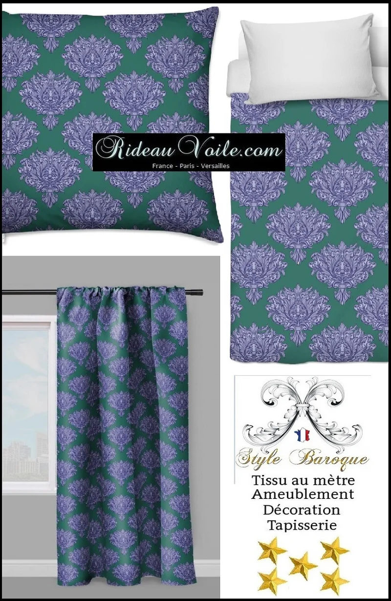 Tissu ameublement plantes grosses fleurs rideau Baroque mètre motif vintage voilage