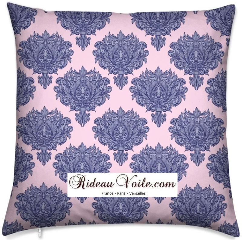 Tissu ameublement rideau couette motif plantes fleurs rose Baroque mètre motif bleu