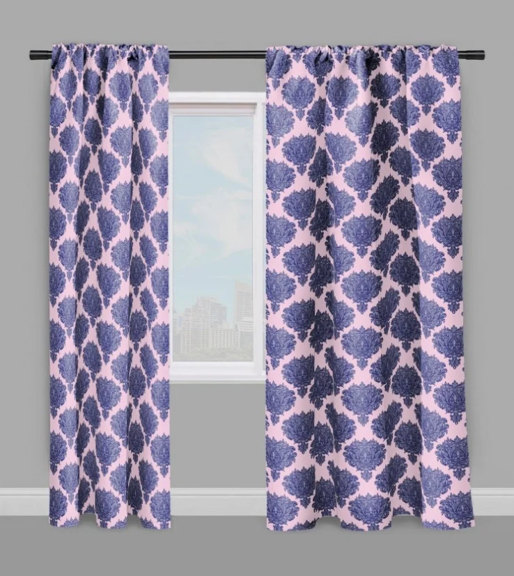 Boutique tissu ameublement rose style Empire Baroque mètre imprimé fleurs flowers fabric