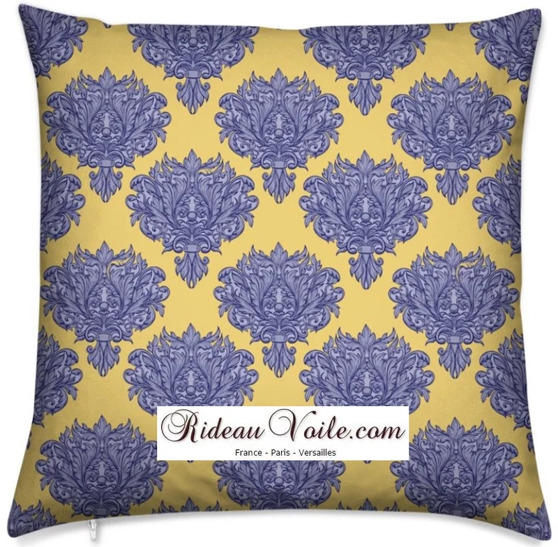 Tissu ameublement fleurs Baroque au mètre bleu jaune tapisserie siège fauteuils