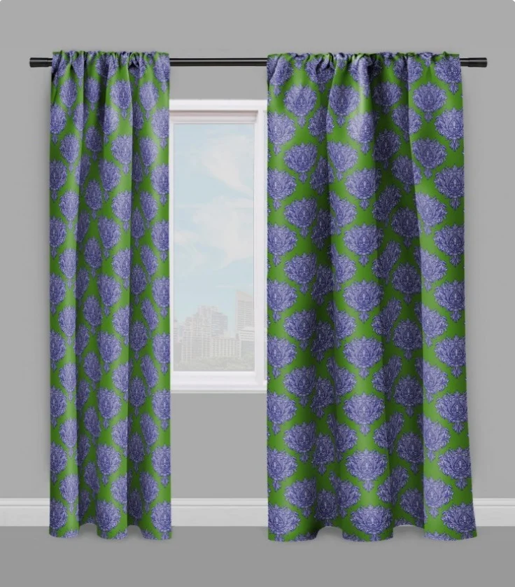 Tissu ameublement motif plantes florale Baroque au mètre bleu vert rideau fleurs
