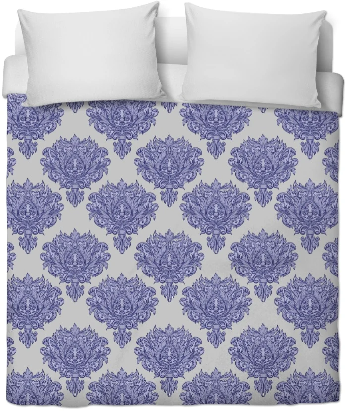 Tissu ameublement décoration Empire Damask Baroque au mètre bleu gris fleur