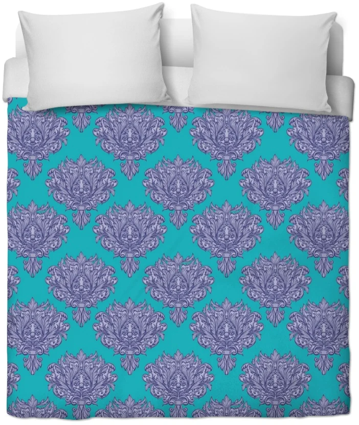 Tissu ameublement décoration Empire Damask Baroque au mètre bleu turquoise fleur