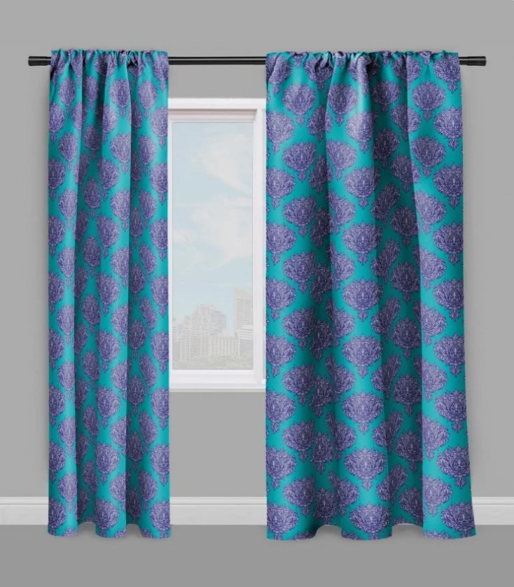Tissu ameublement décoration Empire Damask Baroque au mètre bleu turquoise fleur