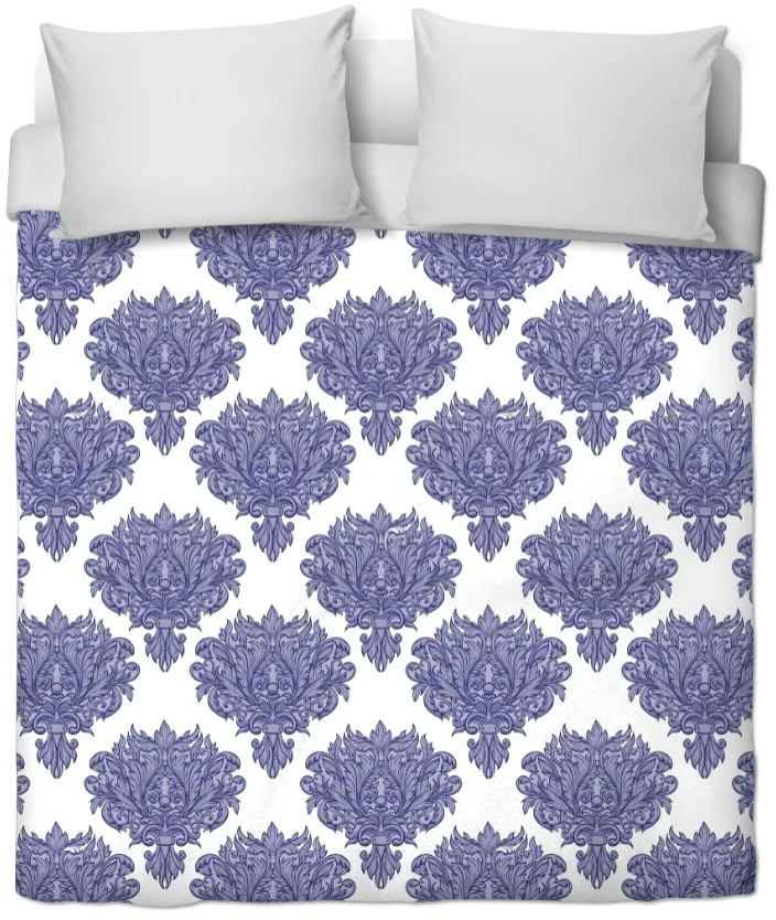 Tissu ameublement décoration Empire Damask Baroque au mètre bleu blanc fleur