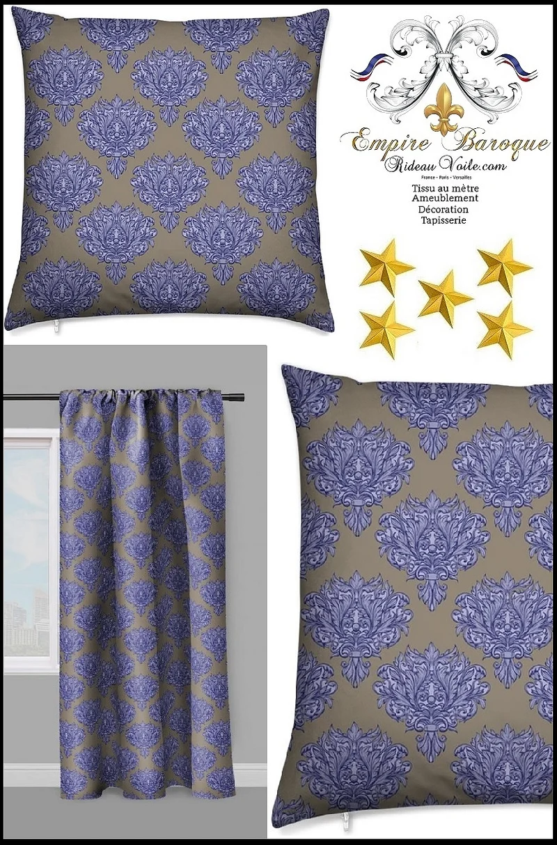 Tissu ameublement imprimé plantes fleurs style Baroque Empire mètre rideau couette