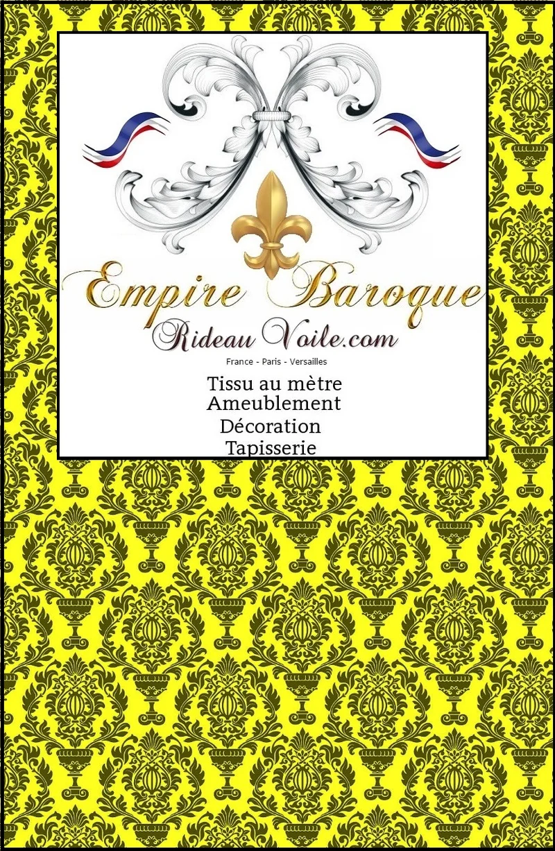 Tissu ameublement Damassé Baroque au mètre jaune motifs fleurs French fabrics