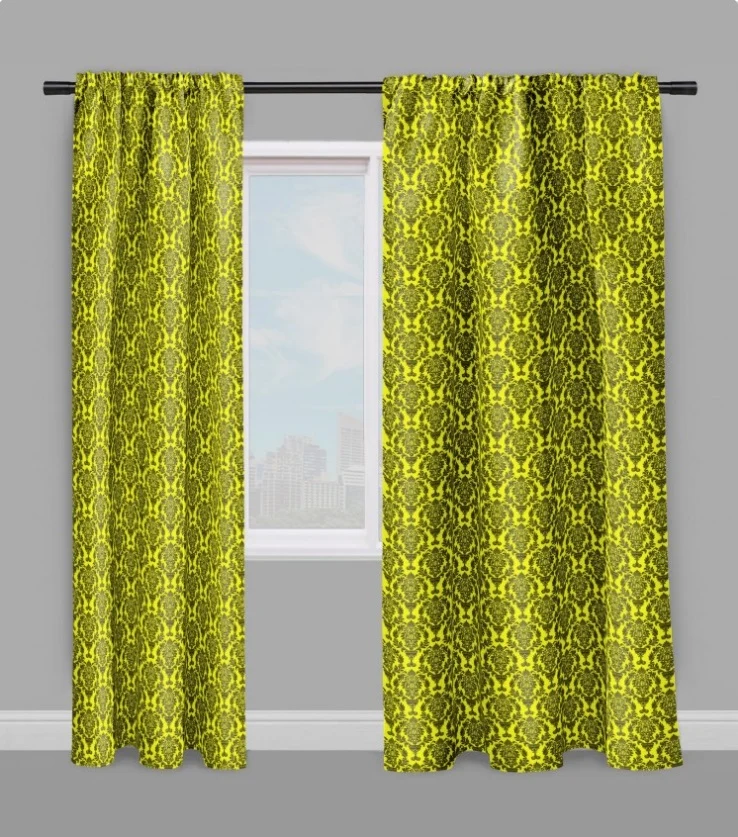 Tissu ameublement Damassé Baroque au mètre jaune motifs fleurs French fabrics