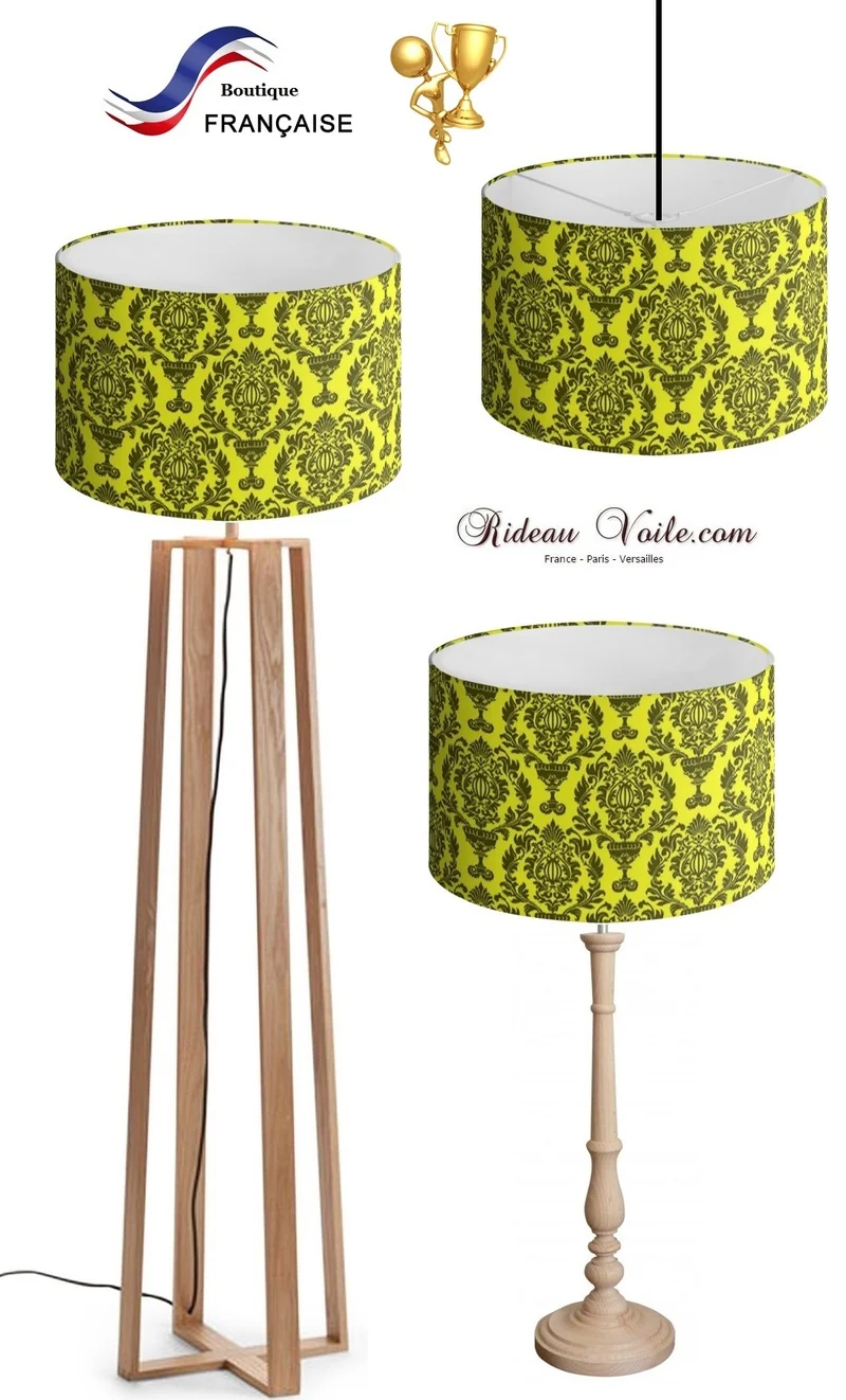 Tissu ameublement Damassé Baroque au mètre jaune motifs fleurs French fabrics