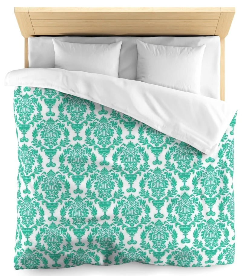 Tissu ameublement Damassé Baroque vert mètre rideau coussin tapisserie fleurs