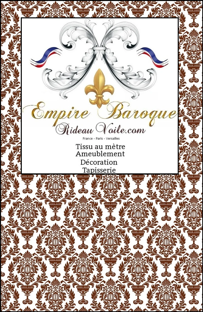 Tissu fleurs Damassé ameublement Baroque marron mètre rideau occultant voilage