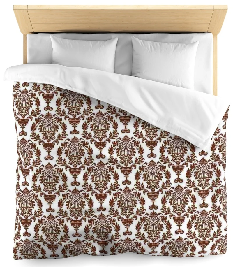 Tissu fleurs Damassé ameublement Baroque marron mètre rideau occultant voilage