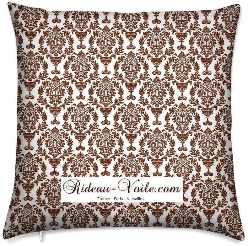 Tissu fleurs Damassé ameublement Baroque marron mètre rideau occultant voilage