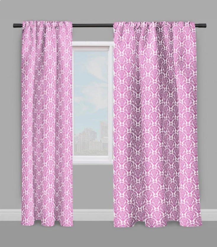 Tissu damassé ameublement Baroque French fabrics furnishing rideau voilage rose