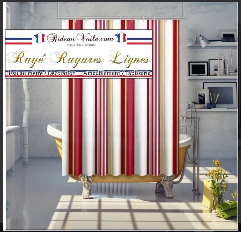 Tissu motif rayures jaune mètre rideau rayé verticale rouge полосатая ткань для штор