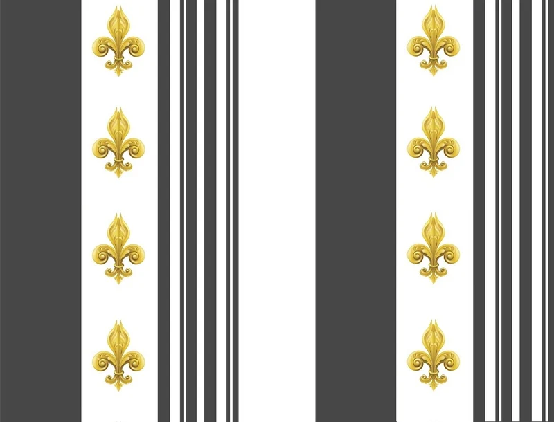 Tissu rayé ameublement style Empire motif Fleurs Lys rayures gris mètre rideau voilage