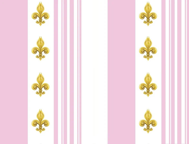 Tissu ameublement rose Empire motif Fleurs de Lys tapisserie rayures mètre rideau rayé