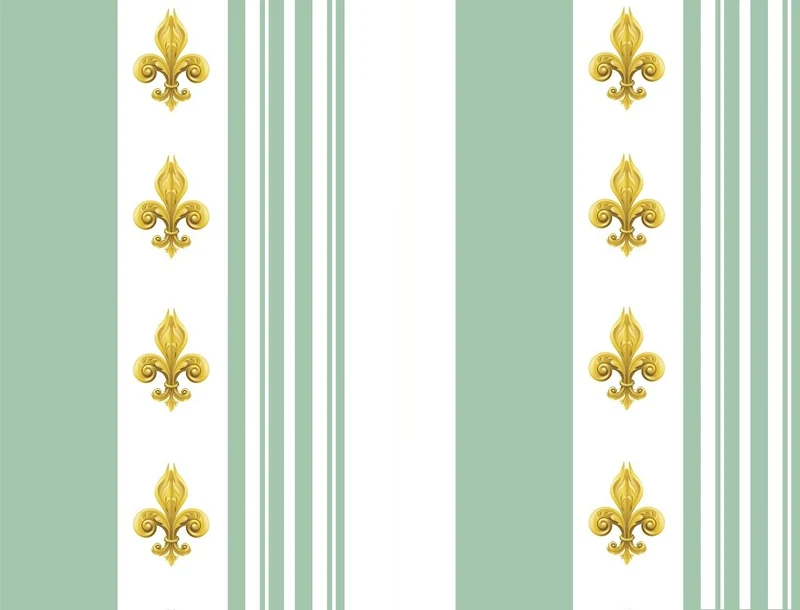 Striped pattern curtain fabric upholstery Empire motif Fleurs de Lys rayure au mètre