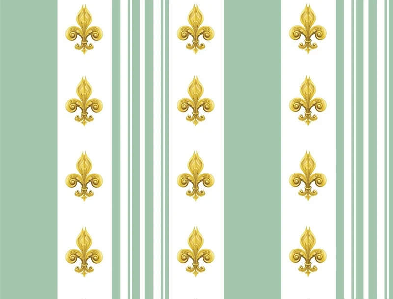 Architecte décorateur tissu Empire motif Fleurs de Lys Or à rayures vert mètre rideau