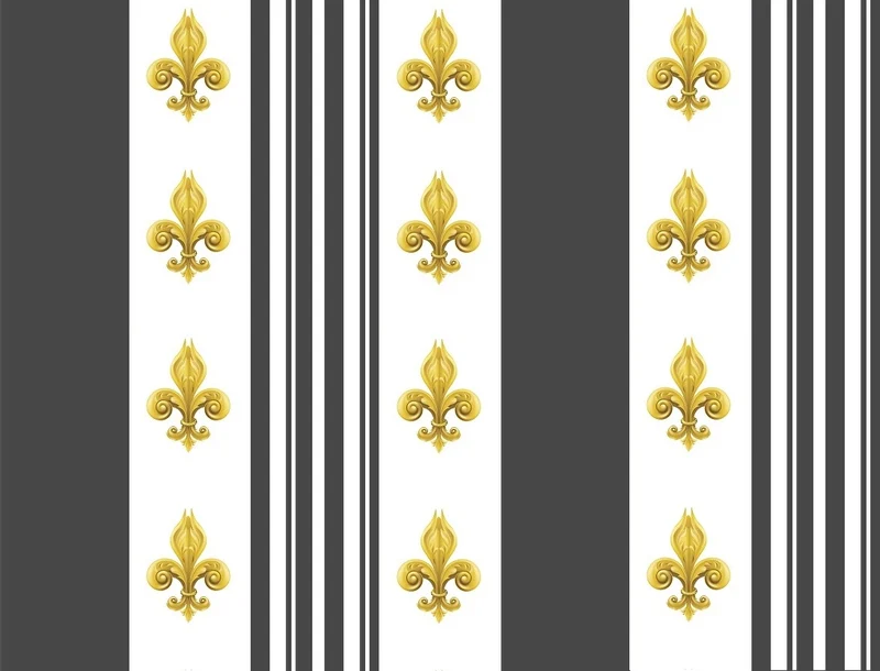 Tissu décoratrice architecte créateur tendance Empire motif Fleurs de Lys rayures gris