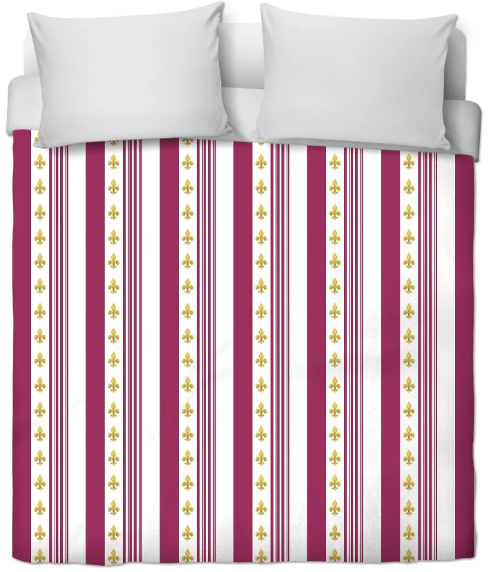 Boutique tissu Style Empire motif Fleurs de Lys Or lignes rayures mètre rideau