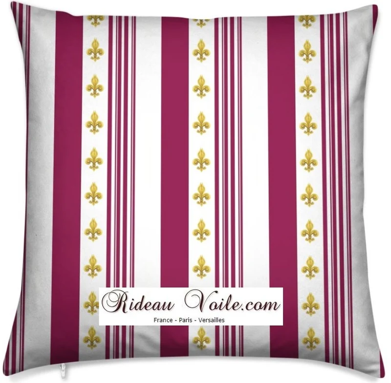 Boutique tissu Style Empire motif Fleurs de Lys Or lignes rayures mètre rideau