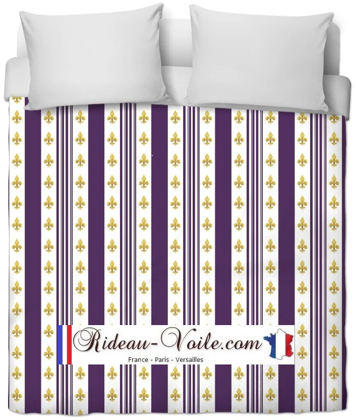 Tissu ameublement Empire motif Fleurs de Lys rayures mètre rideau lignes rayés