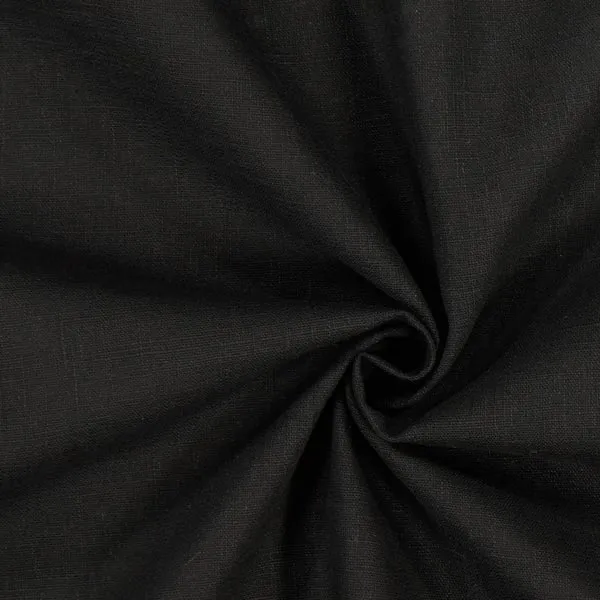 Toile d'ameublement décoration Lin uni 100% tissu au mètre noir rideau sur mesure