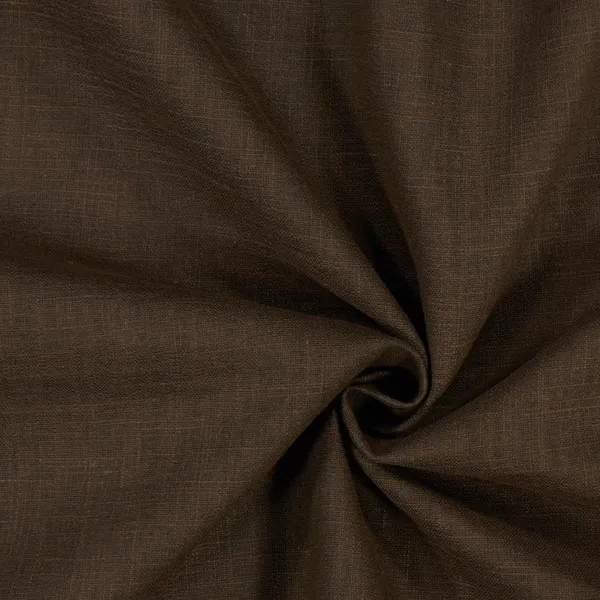 Toile de Lin uni 100% LIN tissu ameublement mètre marron chocolat rideau coussin tenture