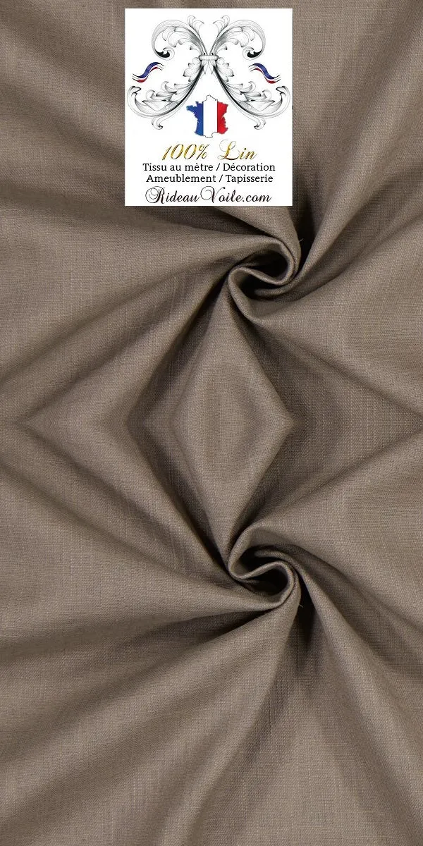Toile de Lin uni 100% tissu ameublement mètre marron glacé rideau coussin