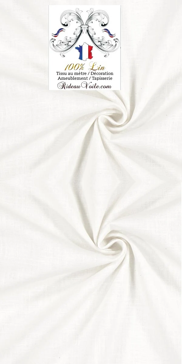 Toile de Lin uni 100% tissu ameublement mètre blanc rideau coussin sur mesure