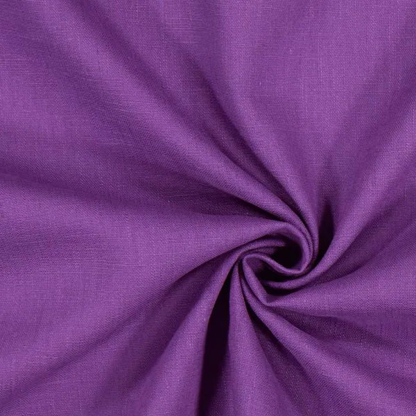 Achat Toile de Lin uni 100% tissu ameublement mètre violet rideau coussin déco