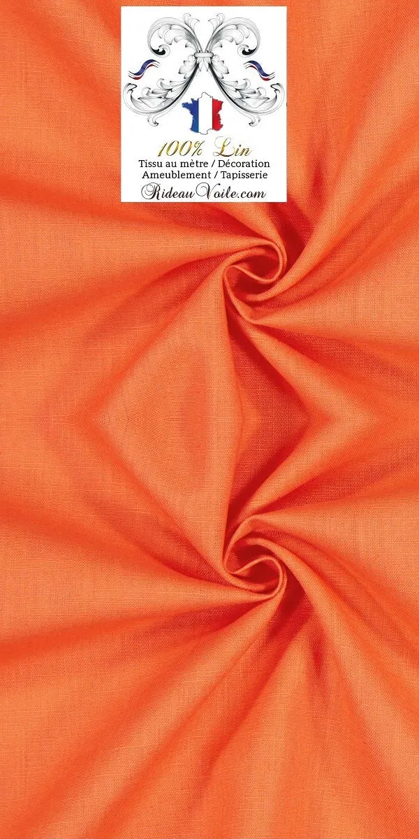 Toile de Lin uni boutique marché tissu ameublement mètre orange rideau coussin
