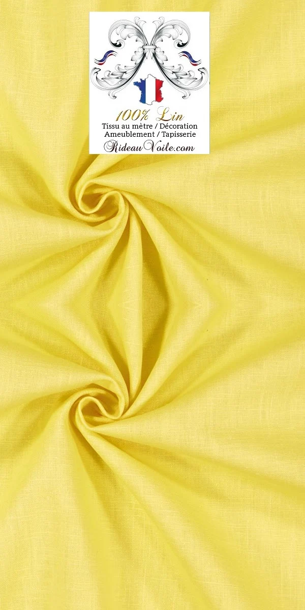 Tendance décoration Toile de Lin uni 100% tissu au mètre jaune rideau coussin